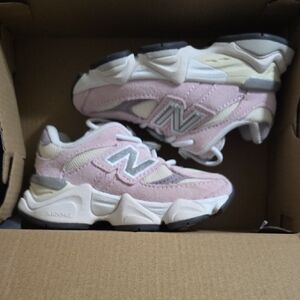 New Balance Kids' Pink and Cream Sneakers